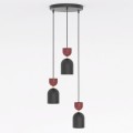 Lampa wisząca GAUDI 3PREM BLACK BURGUNDY – geometryczna forma, burgund