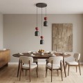 Lampa wisząca GAUDI 3PREM BLACK BURGUNDY – geometryczna forma, burgund