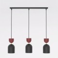 Lampa wisząca GAUDI 3 BLACK BURGUNDY – geometryczna forma, czarny i burgund