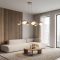 Lampa wisząca BOOM 6 MOKKA – sześć szklanych kloszy w nowoczesnej formie