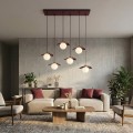 Lampa wisząca FLORA 6 BURGUNDY– dekoracyjna kompozycja szkła i metalu