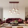 Lampa wisząca FLORA 6 BURGUNDY– dekoracyjna kompozycja szkła i metalu