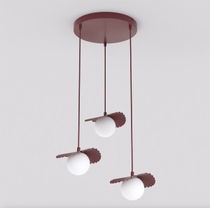 Lampa wisząca FLORA 3 BURGUNDY– dekoracyjna kompozycja trzech kloszy