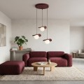 Lampa wisząca FLORA 3 BURGUNDY– dekoracyjna kompozycja trzech kloszy