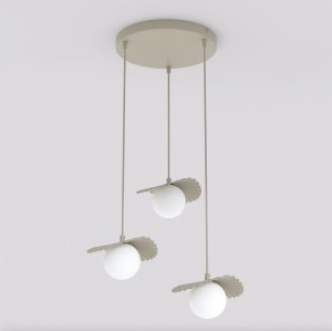 Lampa wisząca FLORA 3 MOKKA – szklane klosze i ciepły odcień beżu