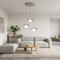 Lampa wisząca FLORA 3 MOKKA – szklane klosze i ciepły odcień beżu