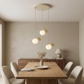 Lampa wisząca FLORA 3 MOKKA – szklane klosze i ciepły odcień beżu
