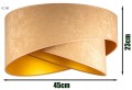 Lampa wisząca #843 welurowa beżowa ze złotym wnętrzem 1×E27