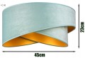 Lampa wisząca #845 welurowa miętowa ze złotym wnętrzem 1×E27