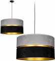 Lampa wisząca #846 abażur welurowa szaroczarna ze złotym wnętrzem 1×E27