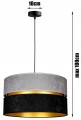Lampa wisząca #846 abażur welurowa szaroczarna ze złotym wnętrzem 1×E27