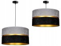 Lampa wisząca #846 abażur welurowa szaroczarna ze złotym wnętrzem 1×E27