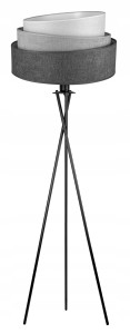 Lampa podłogowa stojąca z welurowym abażurem szara 165 cm E27