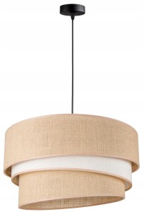 Lampa wisząca abażurowa ABAŻUR boho beżowo-biała 1×E27