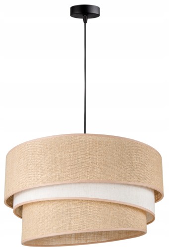 Lampa wisząca abażurowa ABAŻUR boho beżowo-biała 1×E27