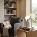 Lampa stołowa BOTO LN1 WHITE – biała forma ze szklanym kloszem