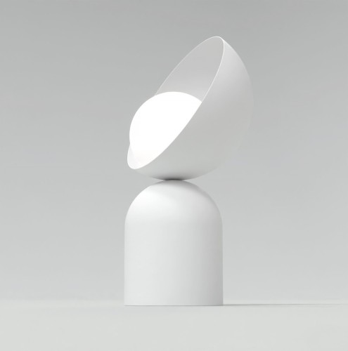 Lampa stołowa BOTO LN1 WHITE – biała forma ze szklanym kloszem