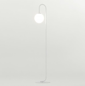 Lampa podłogowa FLOR LP1 WHITE łukowa ze szklanym kloszem