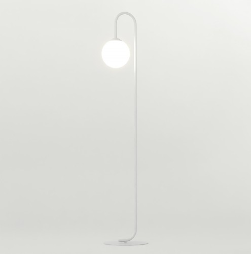Lampa podłogowa FLOR LP1 WHITE łukowa ze szklanym kloszem