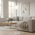 Lampa podłogowa FLOR LP1 WHITE łukowa ze szklanym kloszem