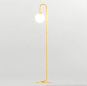 Lampa podłogowa FLOR LP1 ORANGE łukowa ze szklanym kloszem