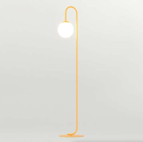 Lampa podłogowa FLOR LP1 ORANGE łukowa ze szklanym kloszem