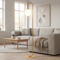 Lampa podłogowa FLOR LP1 ORANGE łukowa ze szklanym kloszem