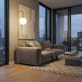 Lampa podłogowa FLOR LP1 ORANGE łukowa ze szklanym kloszem