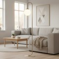Lampa podłogowa FLOR LP1 MOKKA łukowa ze szklanym kloszem