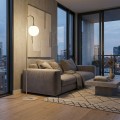 Lampa podłogowa FLOR LP1 MOKKA łukowa ze szklanym kloszem