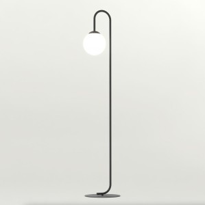 Lampa podłogowa FLOR LP1 BLACK łukowa ze szklanym kloszem