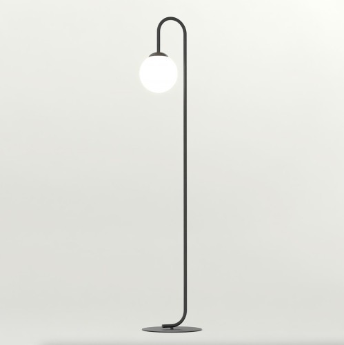 Lampa podłogowa FLOR LP1 BLACK łukowa ze szklanym kloszem