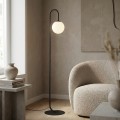 Lampa podłogowa FLOR LP1 BLACK łukowa ze szklanym kloszem