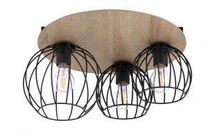 Lampa sufitowa/plafon CYBER 3 koło dąb/czarny
