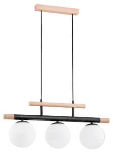 Lampa wisząca 3-punktowa TRENDY czarny/jasne drewno