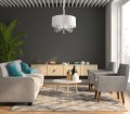 Lampa wisząca z abażurem i kryształkami glamour AMSTERDAM 60 cm chrom