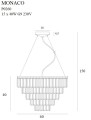 Lampa wisząca z kryształkami glamour MONACO Ø 60 cm chrom
