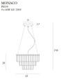 Lampa wisząca z kryształkami glamour MONACO Ø 42 cm chrom