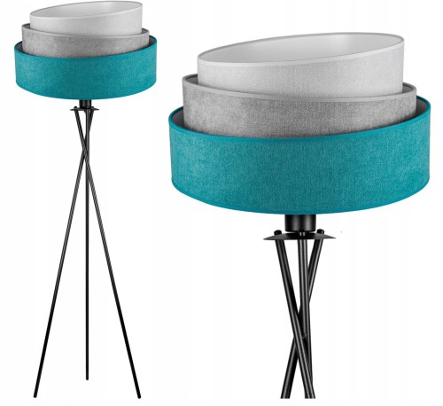 Lampa podłogowa na trójnogu ABAŻUR TRIO turkusowy/szary #828