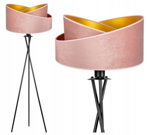 Lampa podłogowa z trójnogiem ABAŻUR DUO PINK różowy #852