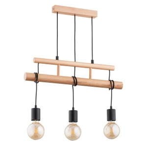 Lampa wisząca 3-punktowa ESTRA DREWNO BELKA