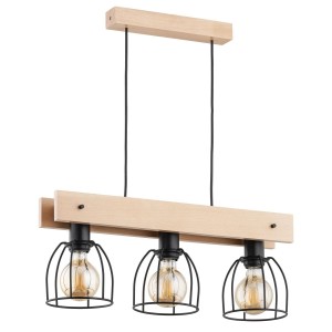 Lampa wisząca 3-punkowa FILAR DREWNO 