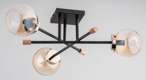 Lampa sufitowa 3-punktowa TRANSFER czarny/drewno