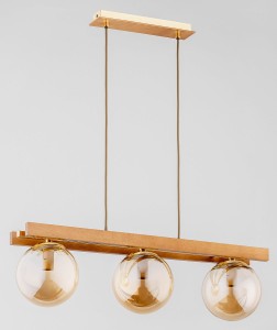 Lampa wisząca 3-punktowa MEGI DREWNO