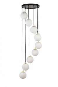 Lampa wisząca z mlecznymi kloszami Piano 9 czarny