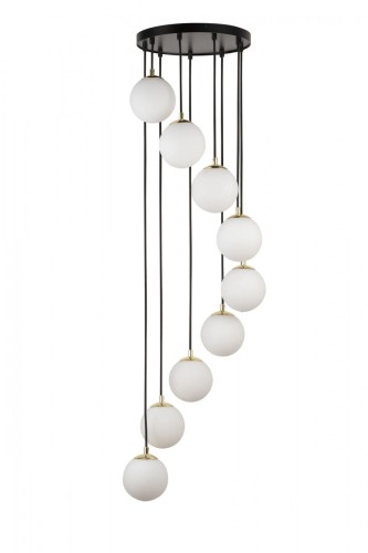 Lampa wisząca z mlecznymi kloszami Piano 9 czarny