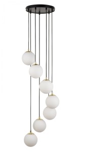 Lampa wisząca z mlecznymi kloszami Piano 7 czarny