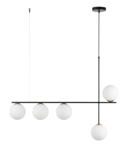 Lampa wisząca ze szklanymi mlecznymi kloszami Silia 5 czarny