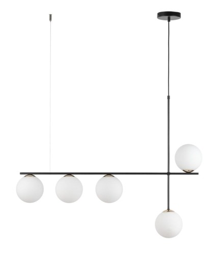 Lampa wisząca ze szklanymi mlecznymi kloszami Silia 5 czarny