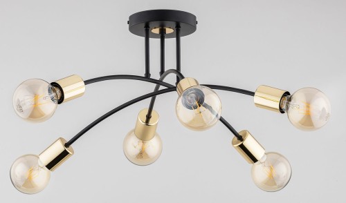 Lampa sufitowa Industrial 6-punktowa TILAN czarny/złoty
